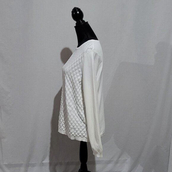 Buffalo David Bitton sweater white pull over preppy long sleeve cottagecore XL - Picture 4 of 16